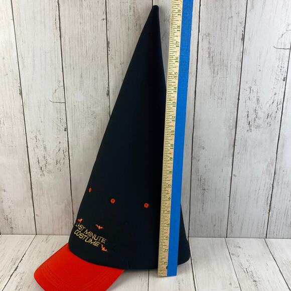 VTG 1999 Last Minute Costume Halloween Witch Hat Orange Black Bats On Size - Picture 9 of 9